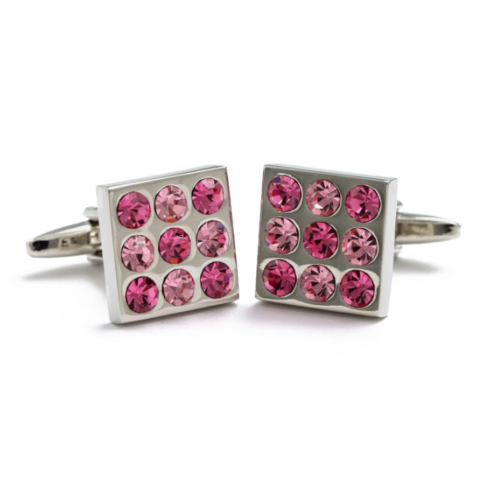 Stones Pink Crystals Cufflinks