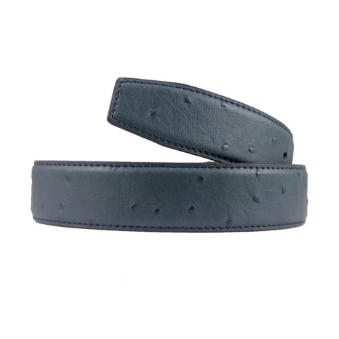 Ostrich "Full Quill" Teal Blue Belt Strap