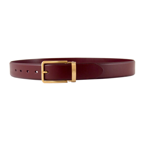 Burgandy Italian Leather Belt Strap + Imperial Piercer - Gold Buckle