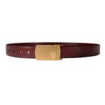 Burgandy Italian Leather Belt Strap   Brashy Imperial - Gold Buckle