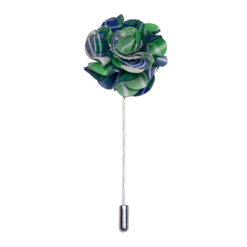 LAPEL PIN PLAID GREEN