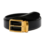 Black Italian Leather Belt Strap + Imperial Piercer - Gold Buckle