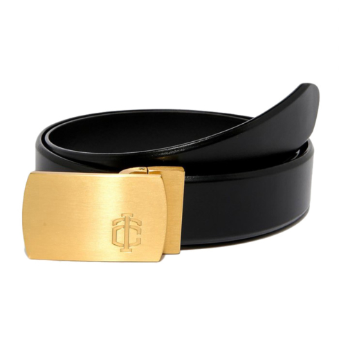 Black Italian Leather Belt Strap + Brashy Imperial - Gold Buckle