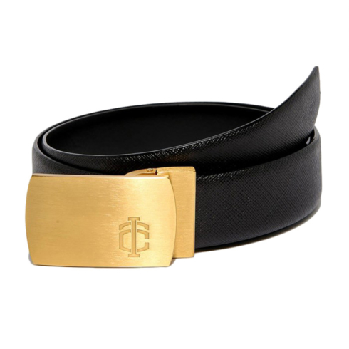 Black Saffiano Leather Belt Strap + Brashy Imperial - Gold Buckle