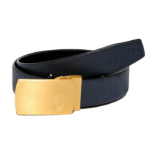 Navy Blue Saffiano Leather Belt Strap + Brashy Imperial - Gold Buckle