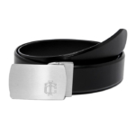 Black Italian Leather Belt Strap + Brashy Imperial - Silver Buckle