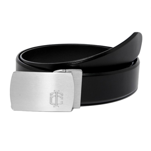 Black Italian Leather Belt Strap + Brashy Imperial - Silver Buckle