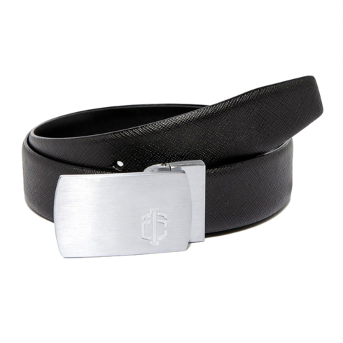 Black Saffiano Leather Belt Strap + Brashy Imperial - Silver Buckle