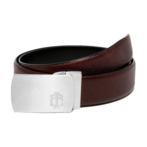 Burgandy Saffiano Leather Belt Strap + Brashy Imperial - Silver Buckle