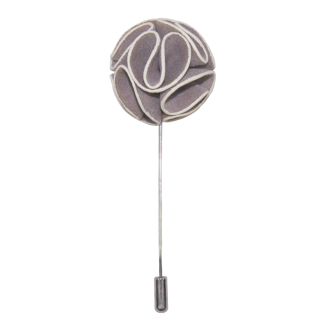 LAPEL PIN GRAY PIPED FLOWER