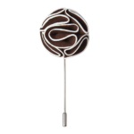 LAPEL PIN DARK BROWN PIPED FLOWER