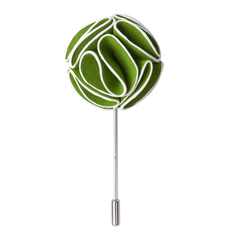LAPEL PIN GREEN PIPED FLOWER